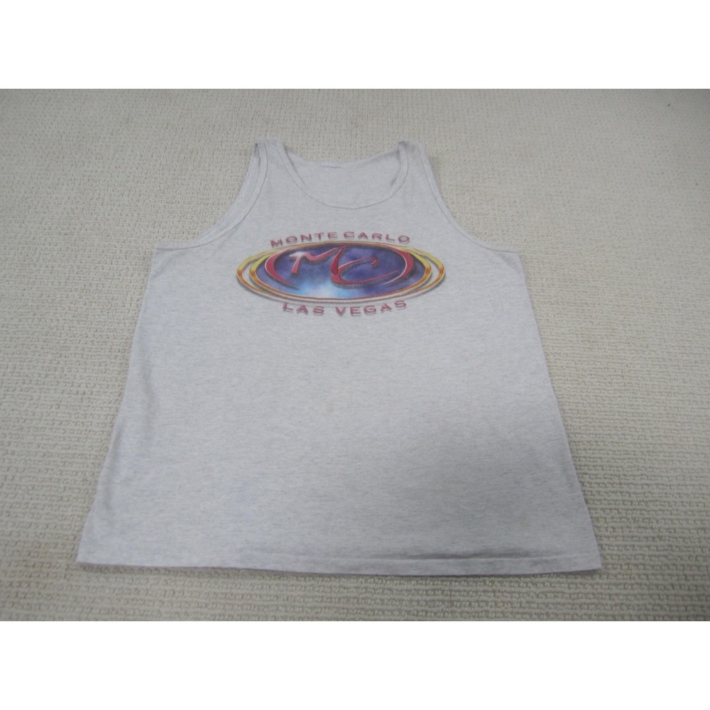 Vintage Monte Carlo Las Vegas Shirt Mens Large Gray Tank‎ Top Casino 90s